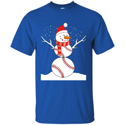 Cute Baseball Snowman Christmas T-Shirt Royal