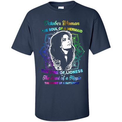 October Woman T-shirt The Heart Of A Hippie Navy