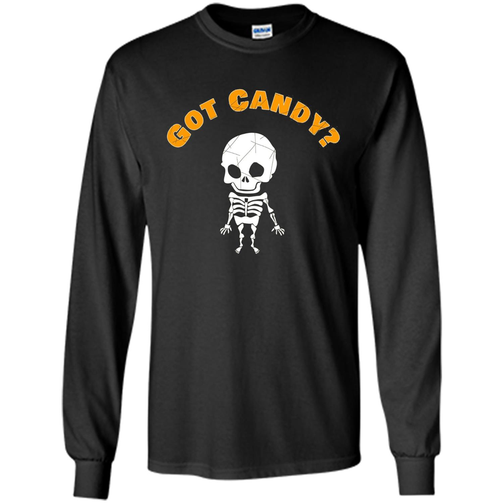 Cute Skeleton Asking For Candy Halloween T-shirt Black
