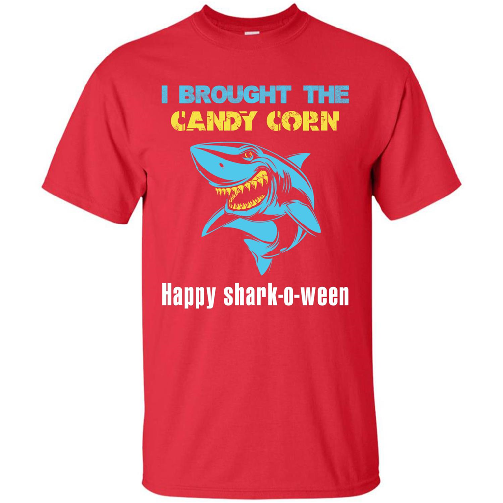 Shark T-shirt I Brought The Candy Corn Happy Shark-o-ween T-shirt Red