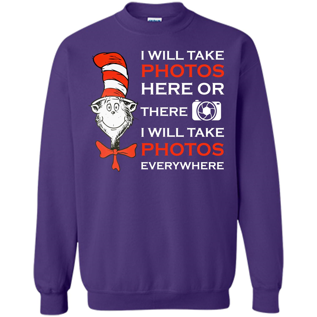Photographer T-shirt I Will Take Photos Here Or There I Will Take Photos Everywhere Purple