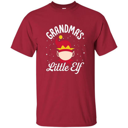 Grandma's Little Elf Christmas T-Shirt Cardinal