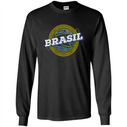 BRAZIL Brasil Independence Day Badge T-shirt Black