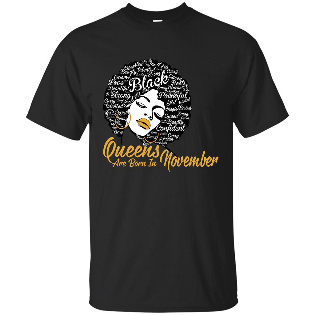 Queen Are Born In November T-shirt Black