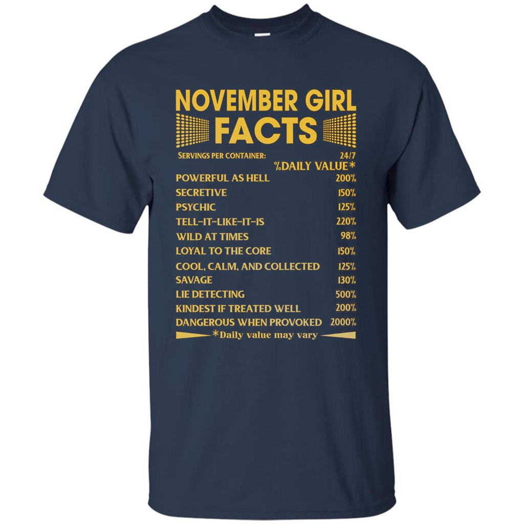 November Girl Facts T-shirt Birthday Gift T-shirt Navy