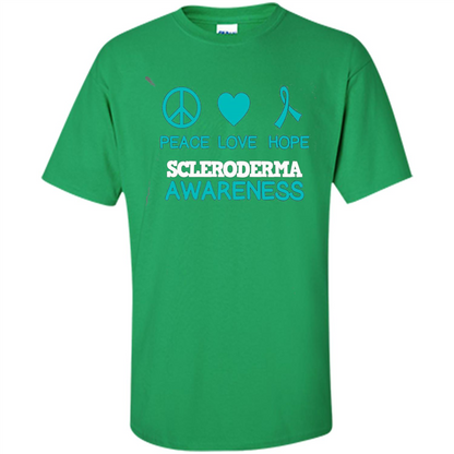 Scleroderma Awareness Ribbon Support T-shirt Peace Love Hope T-shirt Irish Green