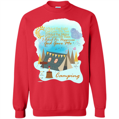 Camping T-shirt I Asked For Happiness God Gave Me Camping Red