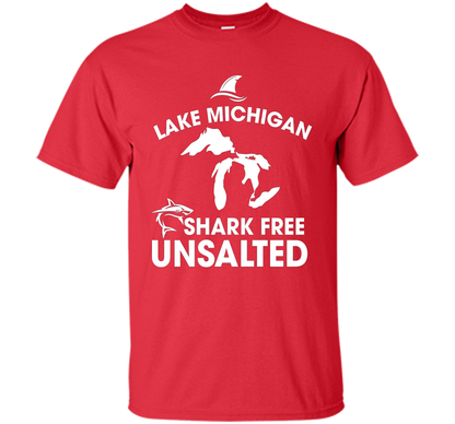 Lake Michigan T-Shirt Unsalted Shark Free Great Lakes T-shirt Red