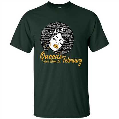 Queen Are Born In February T-shirt Forest Green