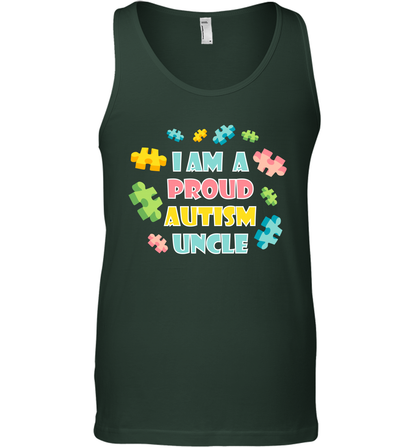 I Am A Proud Autism Uncle Family Shirt Tank Top Tank Top Forest Green