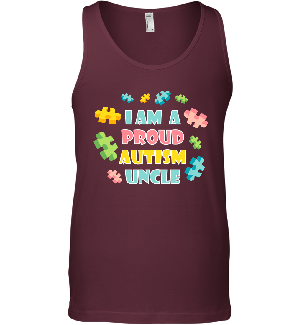 I Am A Proud Autism Uncle Family Shirt Tank Top Tank Top Maroon