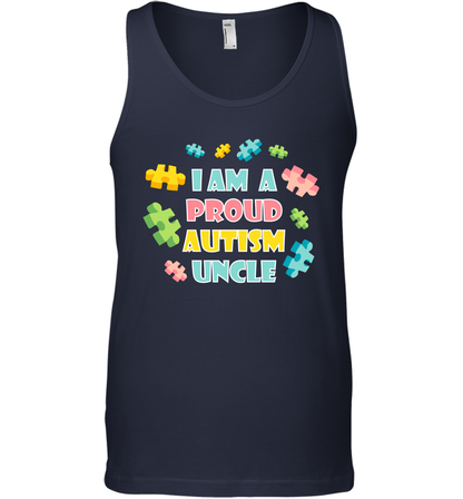 I Am A Proud Autism Uncle Family Shirt Tank Top Tank Top Navy