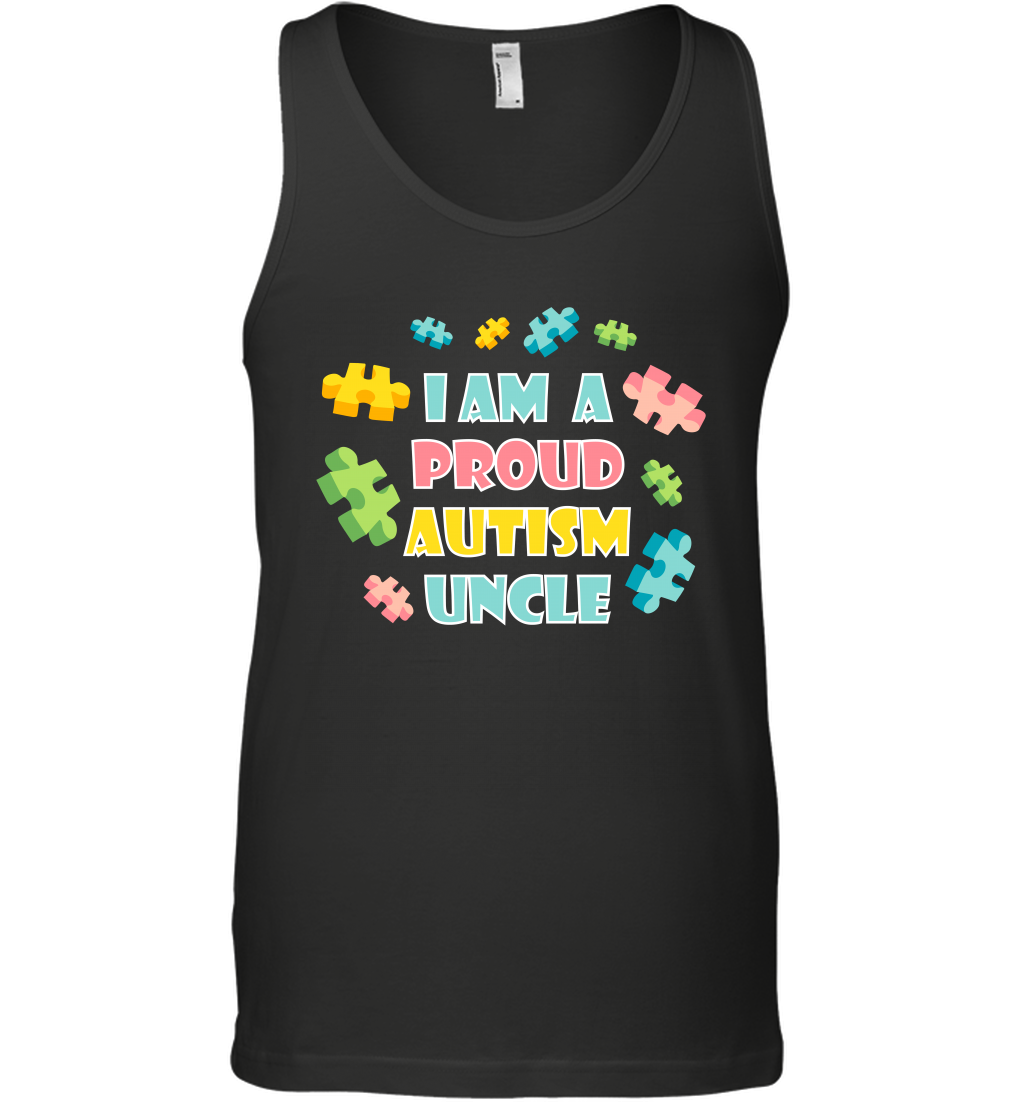I Am A Proud Autism Uncle Family Shirt Tank Top Tank Top Black