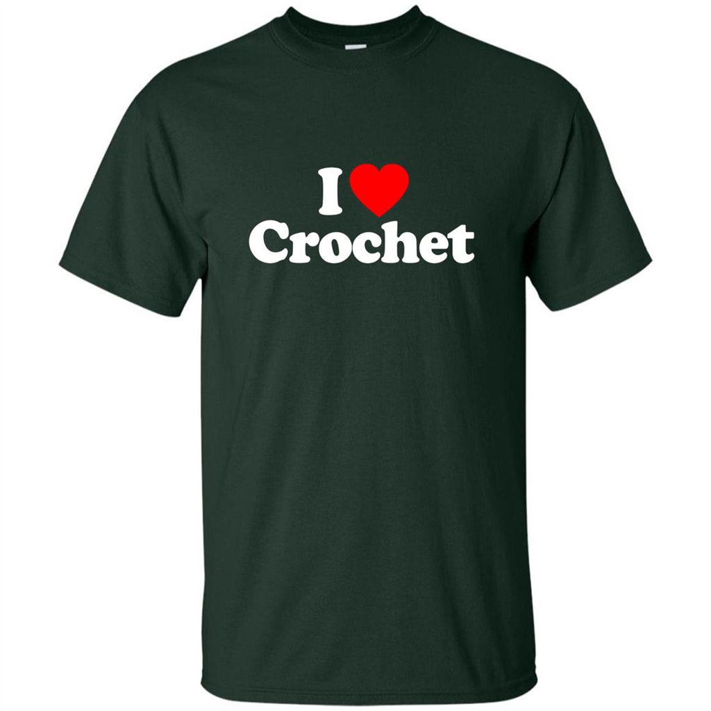 I Love Heart Crochet T-shirt Forest Green