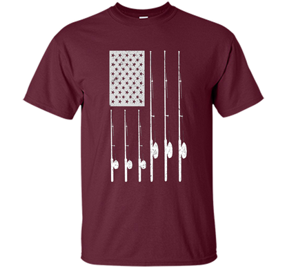 Patriotic Fishing T-Shirt with American USA Flag Great Gift shirt Maroon