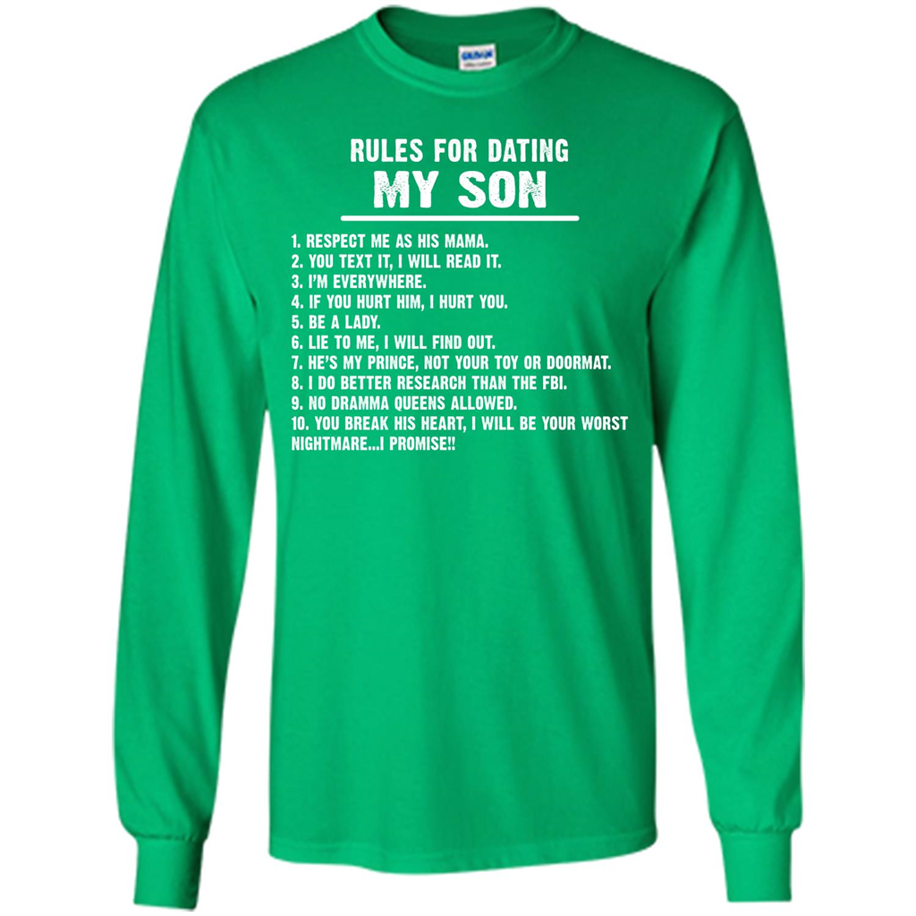 Parents T-shirt Rules For Dating My Son T-shirt Irish Green