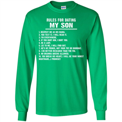 Parents T-shirt Rules For Dating My Son T-shirt Irish Green