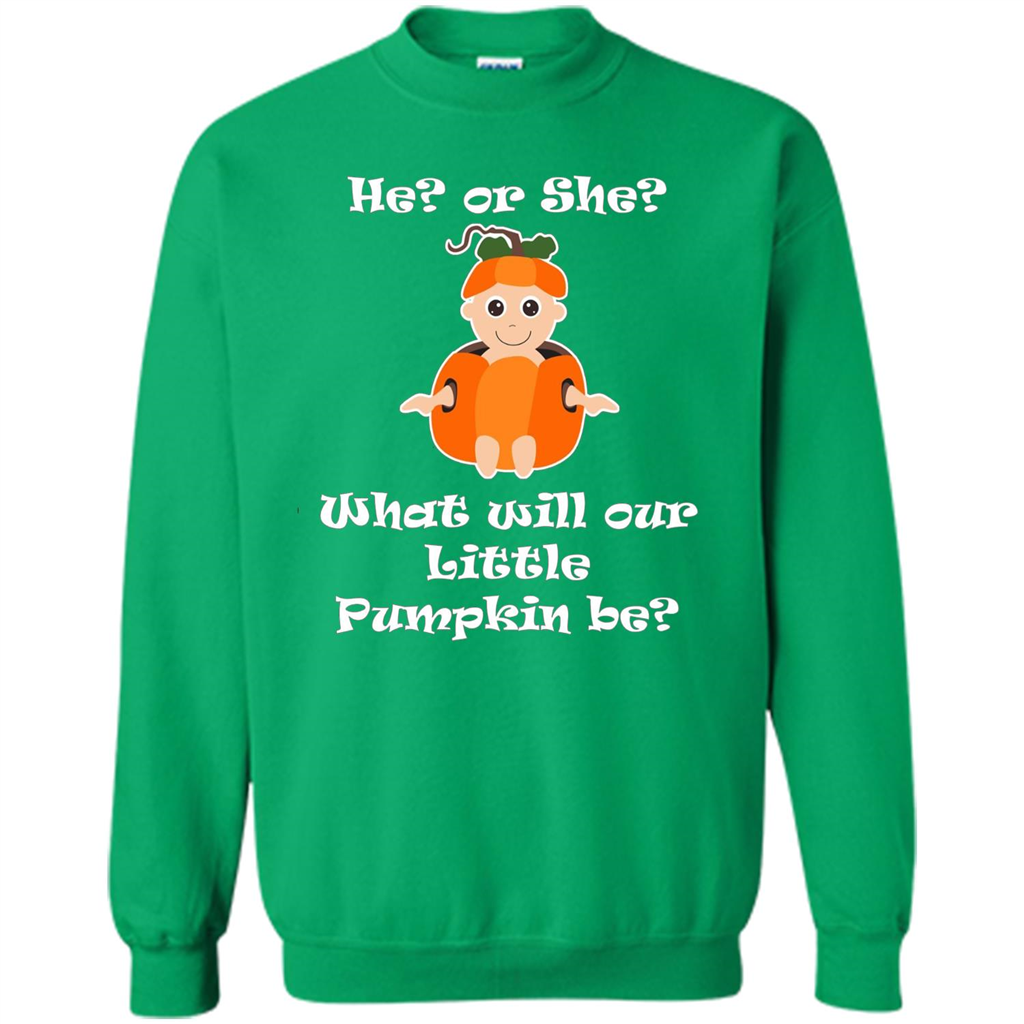 He Or She What Will Little Pumpkin Be Baby Shower T-shirt Irish Green