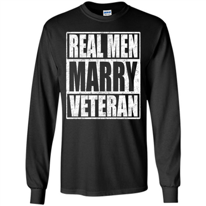 Real Men Marry Veteran T-shirt Veteran's Husband Black