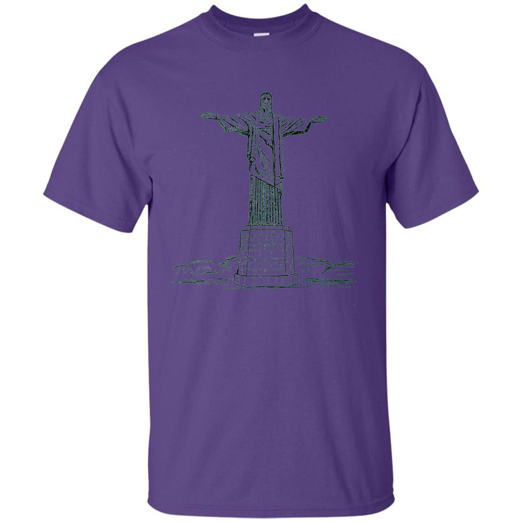 Christ The Redeemer Statue In Rio De Janeiro Brasil T-shirt Purple