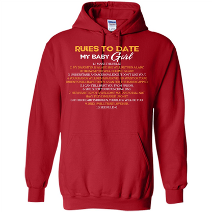 Fathers Day T-shirt Rules To Date My Baby Girl Red