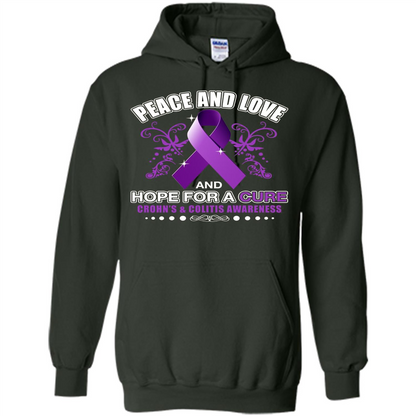 Peace And Love And Hope For A Cure Crohn's and Colitis Awareness T-shirt