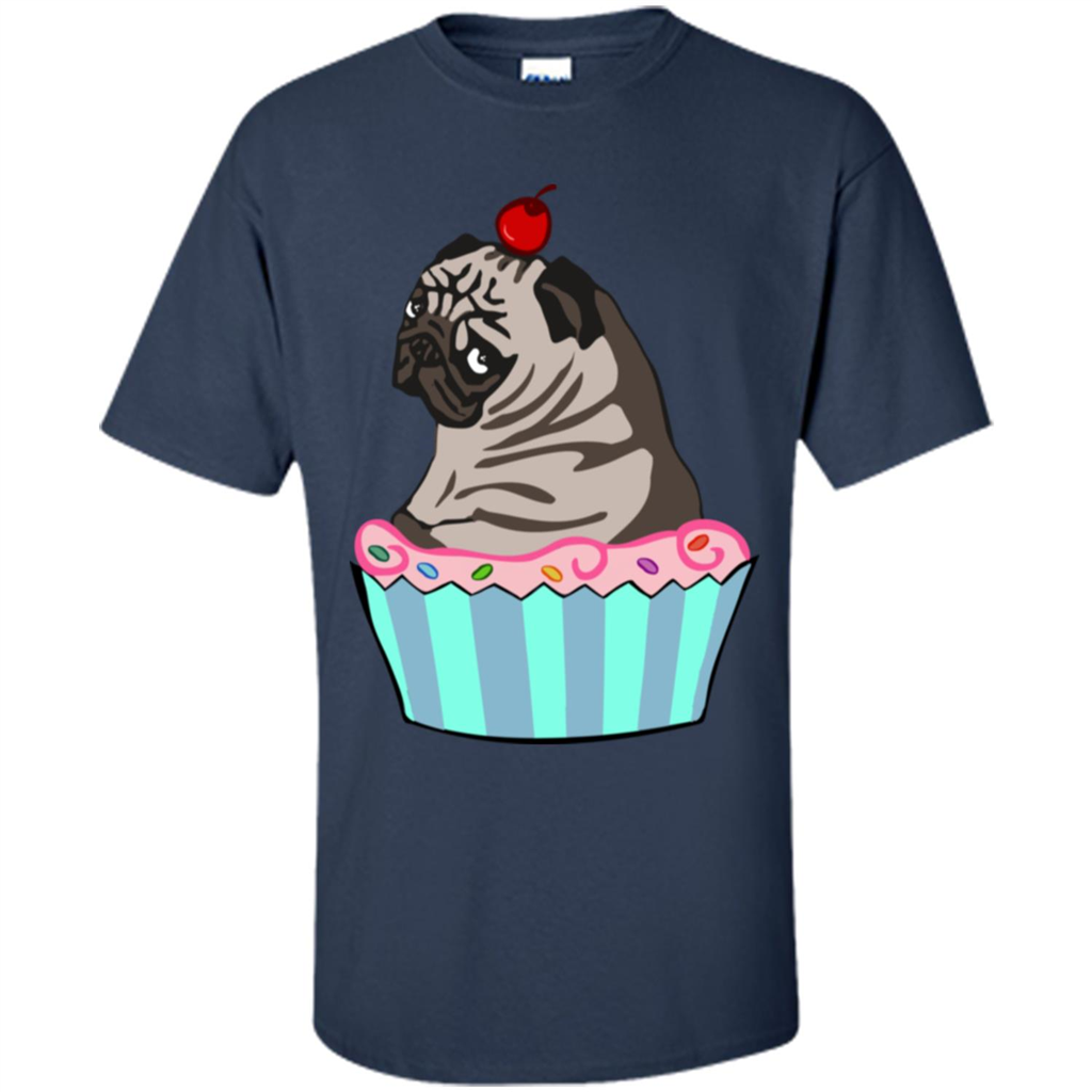 Love Dog T-Shirt Pug Cake Navy