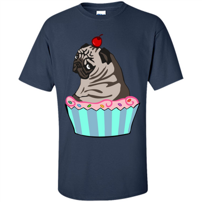 Love Dog T-Shirt Pug Cake Navy