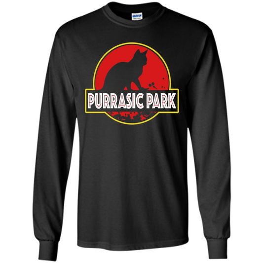 Funny Kitty Cat Graphic T-shirt Purrasic Park Cat T-Shirt Black