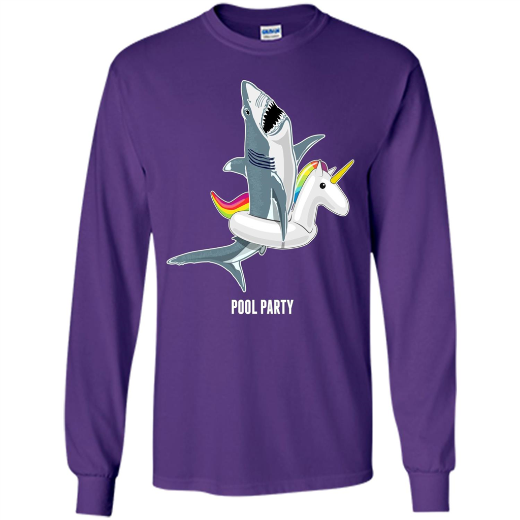 Pool Party Unicorn Float Funny Shark T-shirt