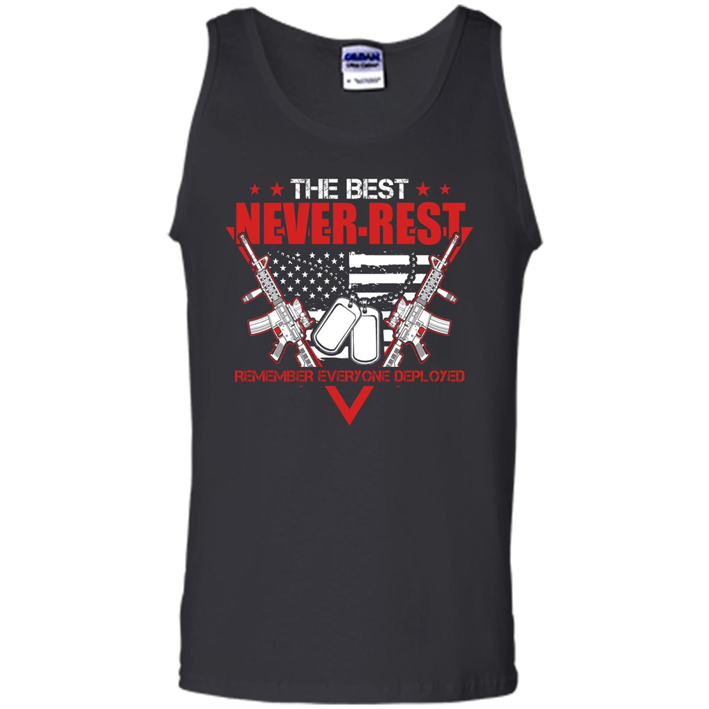 Military T-shirt RED The Best Never Rest Remember Everyone Deployed Black
