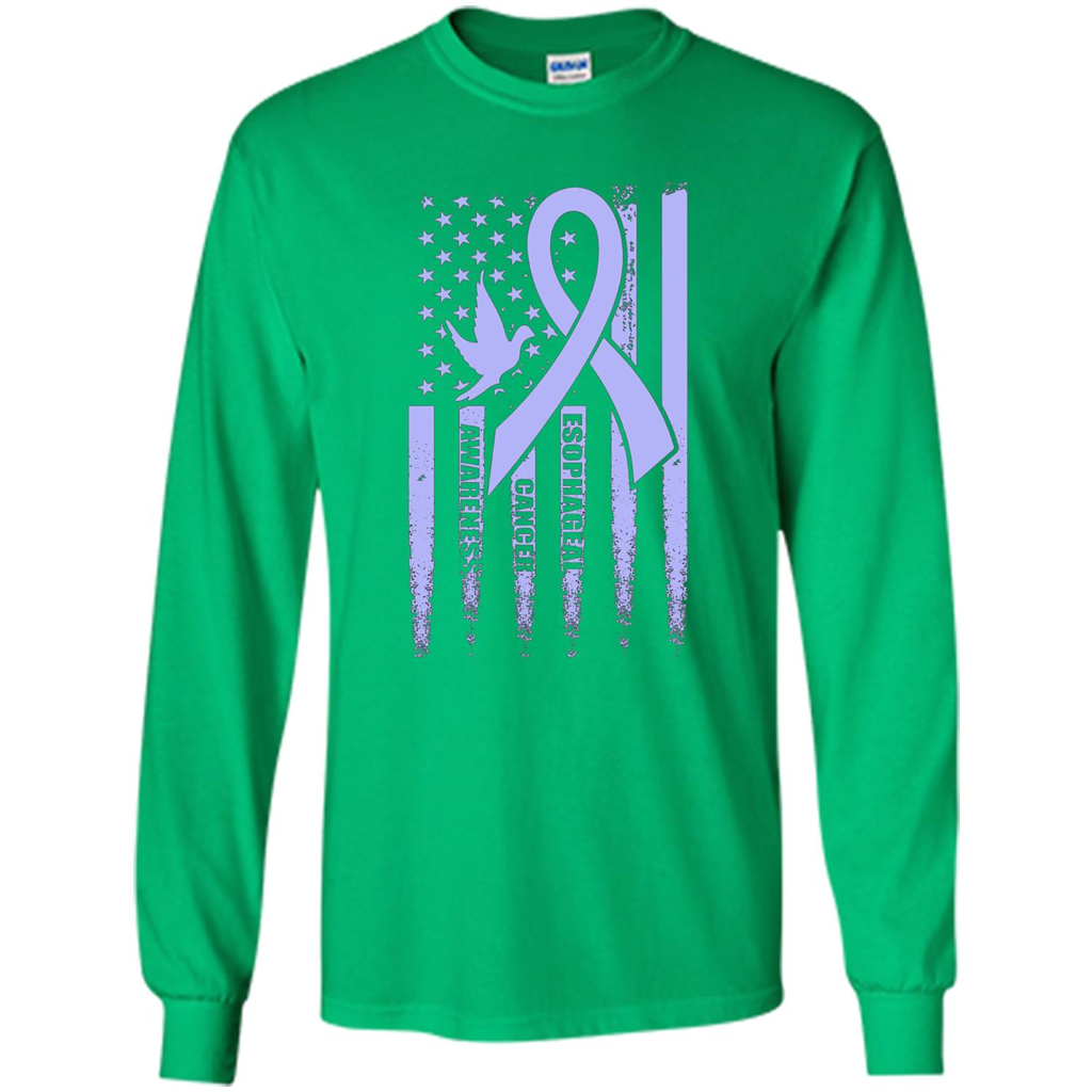 Esophageal Cancer USA Flag Periwinkle Ribbon and Dove T-shirt Irish Green