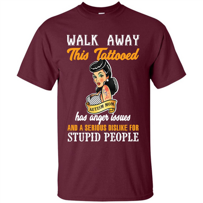 Autism Awareness T-shirt Walk Away This Tattooed Maroon