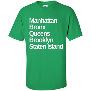 New York 5 Boroughs T-shirt Manhattan Bronx Queens Brooklyn Staten Island