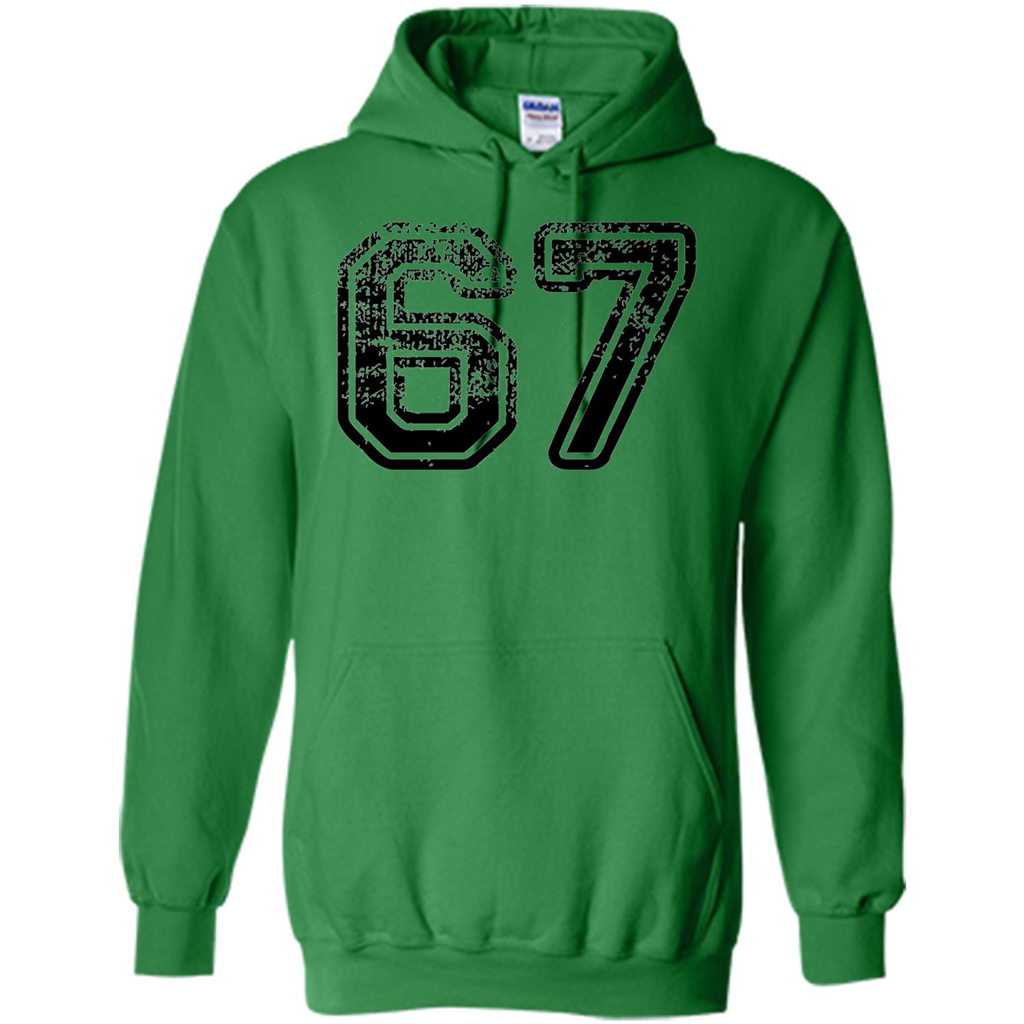 Number 67 T-shirt - Grungy Sports Team T-shirt Irish Green