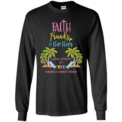 Ladies Beach Retreat 2017 T-shirt Faith Friends And Flip Flops Black