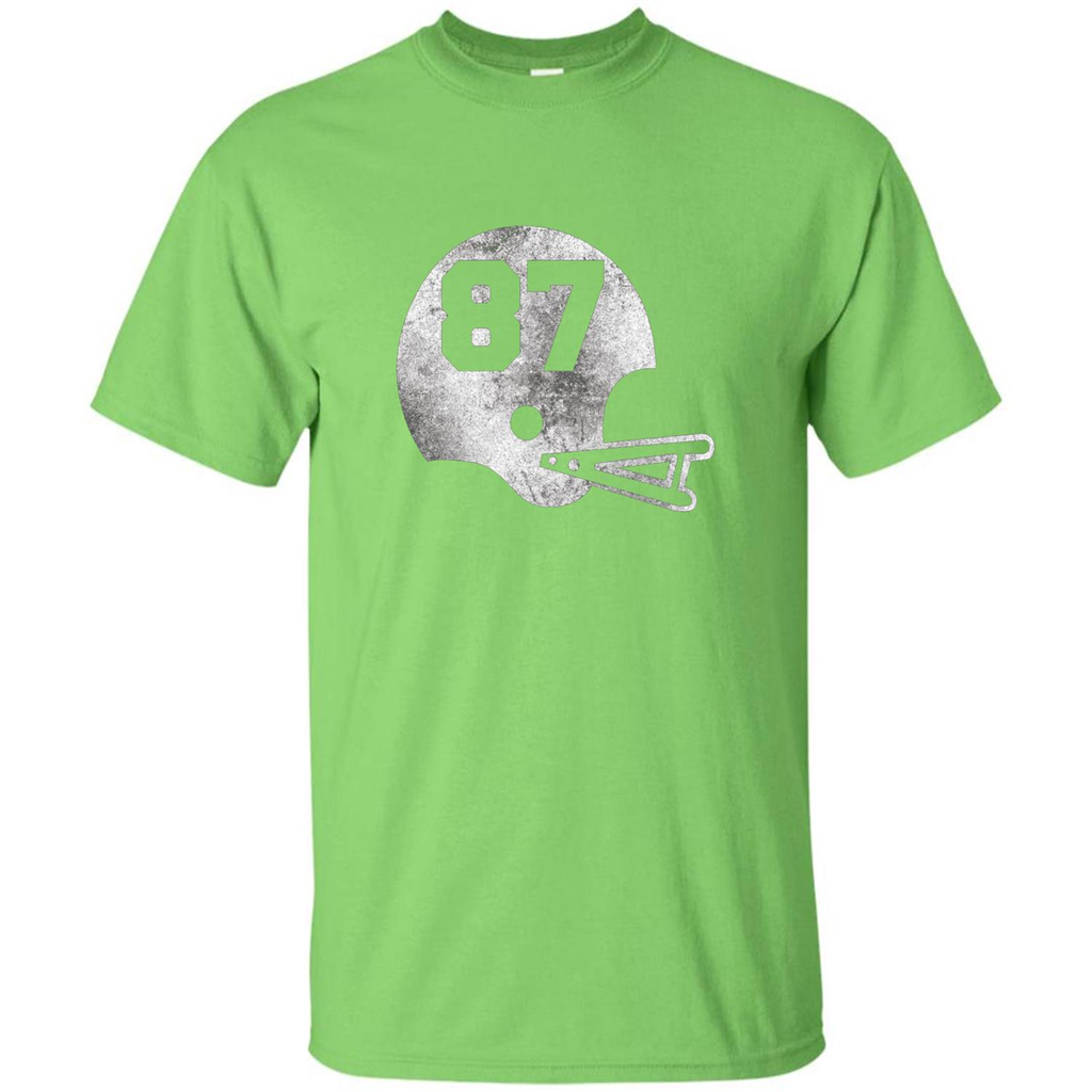 Football Number 87 T-Shirt Player Number Lime