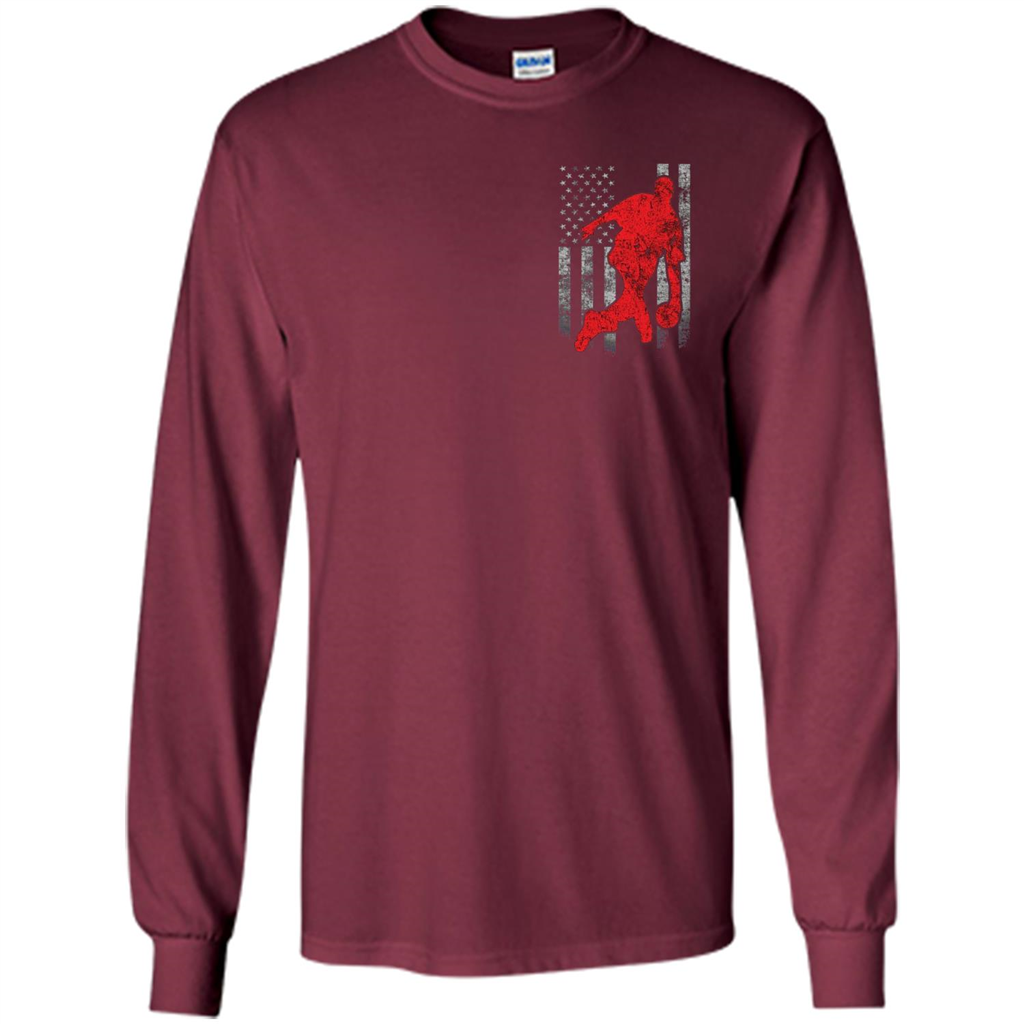 Bowling Man T-shirt - American Flag Bowling T-shirt Maroon