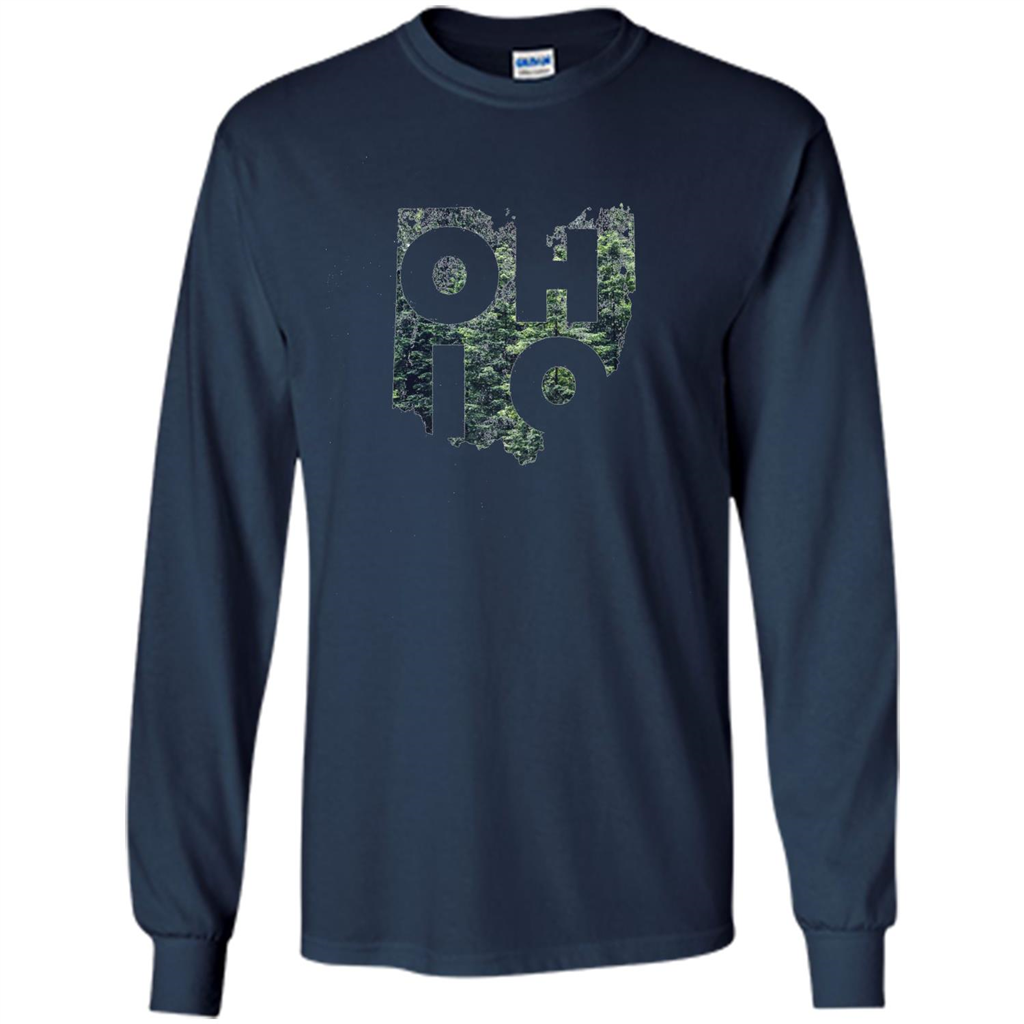 State Of Ohio T-Shirt Distressed with Trees Navy