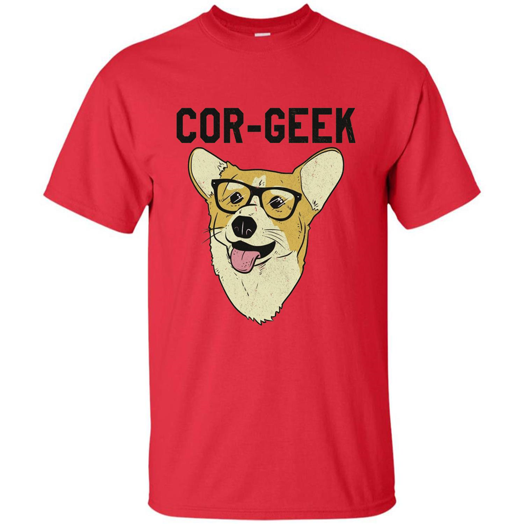 Cor-Geek Funny Corgi Nerd T-shirt Red