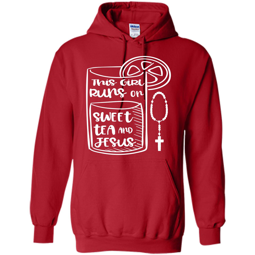 Christian T-shirt This Girl Runs on Sweet Tea and Jesus T-shirt Red