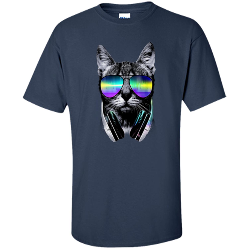 Music Lover Cat T-shirt Navy