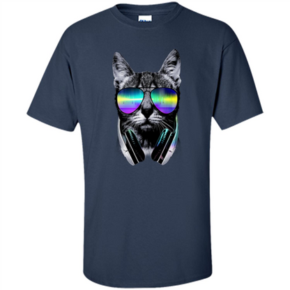 Music Lover Cat T-shirt Navy