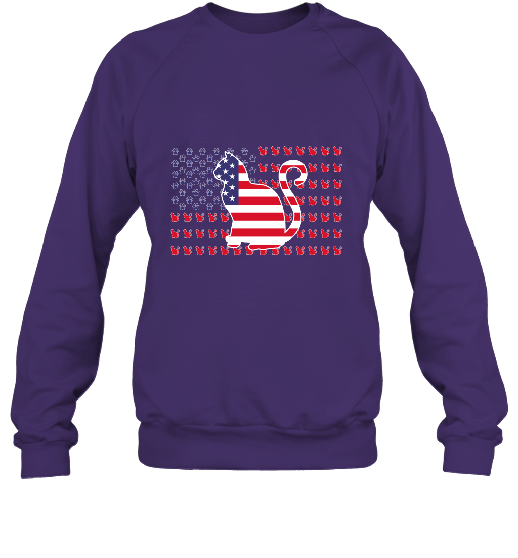 American Flag Cats Lovers Shirt Sweatshirt Purple