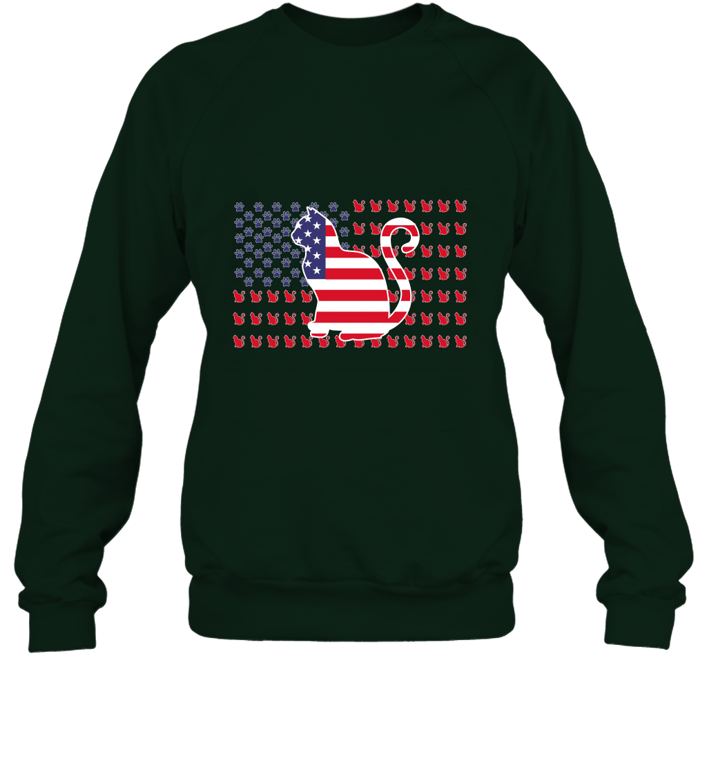American Flag Cats Lovers Shirt Sweatshirt Forest