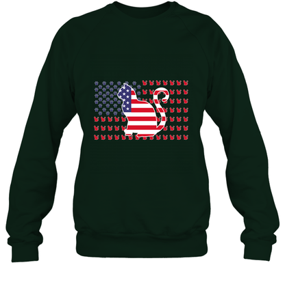 American Flag Cats Lovers Shirt Sweatshirt Forest