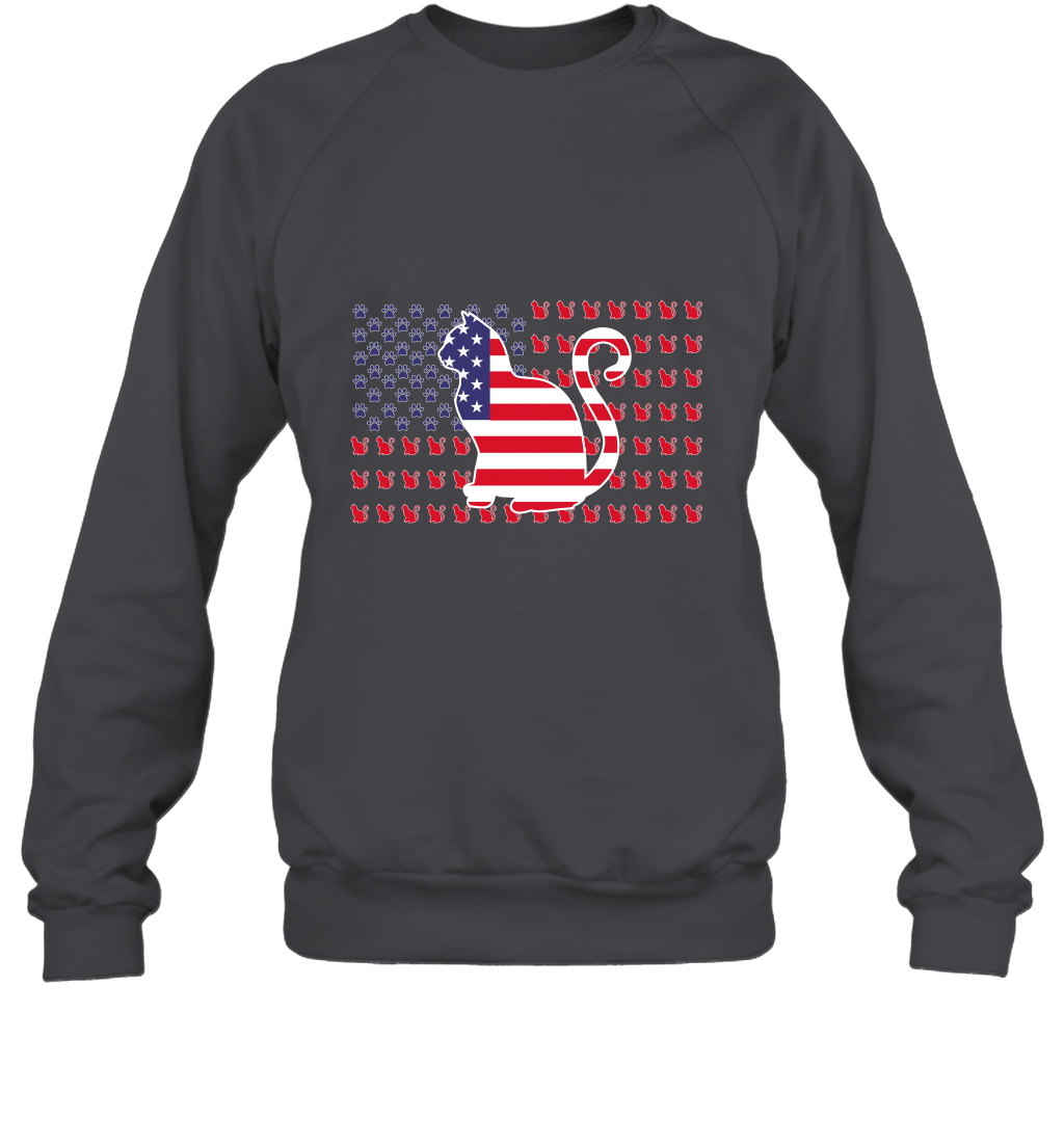 American Flag Cats Lovers Shirt Sweatshirt Dark Heather