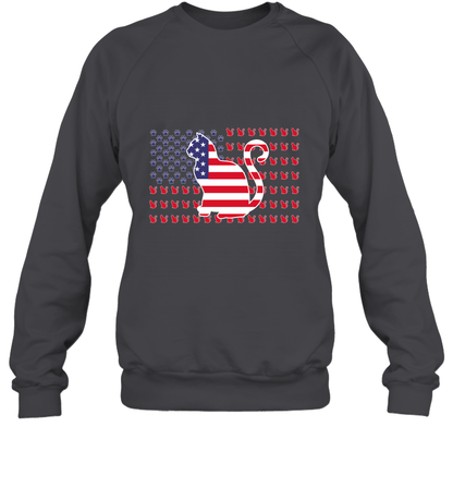 American Flag Cats Lovers Shirt Sweatshirt Dark Heather