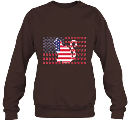 American Flag Cats Lovers Shirt Sweatshirt Dark Chocolate