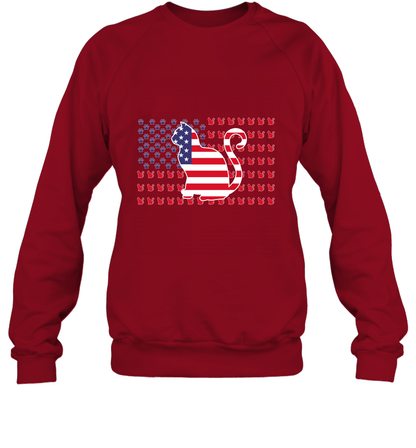 American Flag Cats Lovers Shirt Sweatshirt Cardinal Red